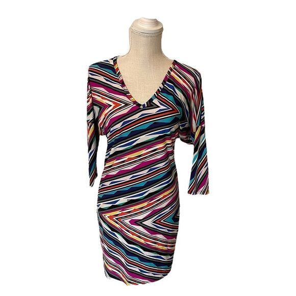 Trina Turk Dominica 2 Multicolored Striped 3/4 Length Sleeve Mini Dress Size XS - Picture 3 of 16